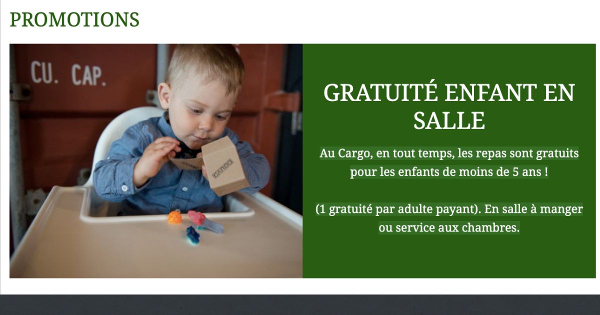 Restaurant le Cargo : Repas pour enfants gratuit